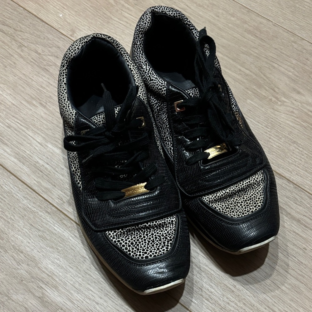Jimmy Choo Black and White Patterned Sneakers